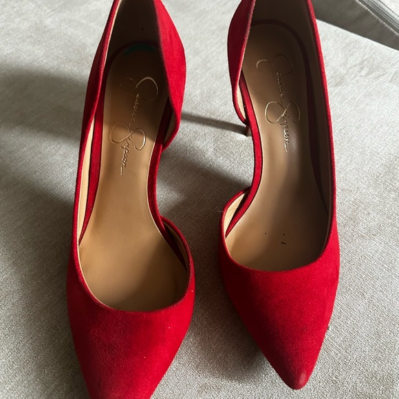 Jessica Simpson Red Suede Heels - Picture 1 of 5